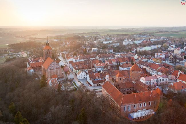 Reszel, panorama Starego Miasta. EU, Pl, Warm-Maz. Lotnicze.